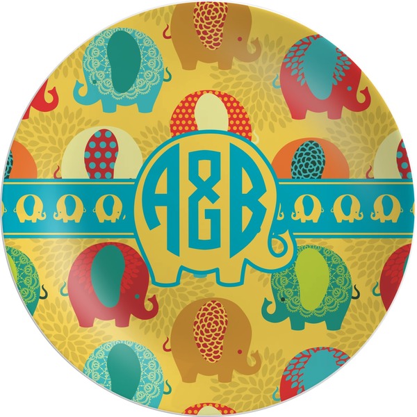 Custom Cute Elephants Melamine Plate (Personalized)