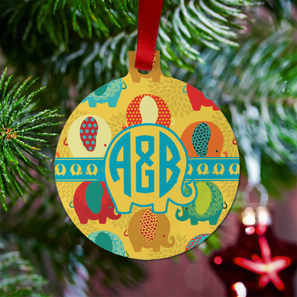 Cute Elephants Metal Ball Ornament - Lifestyle