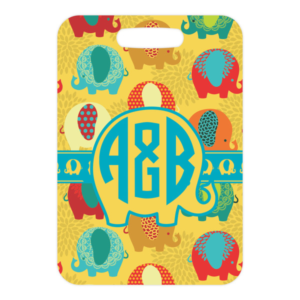 Cute Elephants Metal Luggage Tag - Front Without Strap