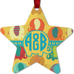 Cute Elephants Metal Star Ornament - Double Sided w/ Couple's Names