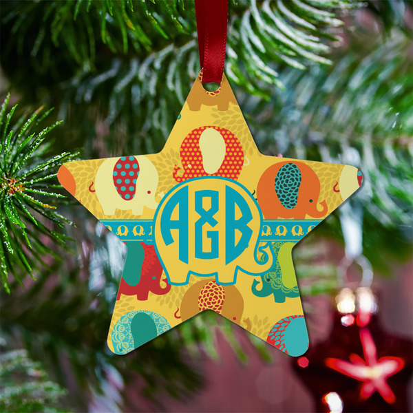 Cute Elephants Metal Star Ornament - Lifestyle