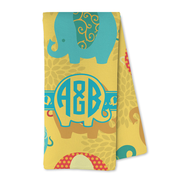 Custom Cute Elephants Kitchen Towel - Microfiber (Personalized)