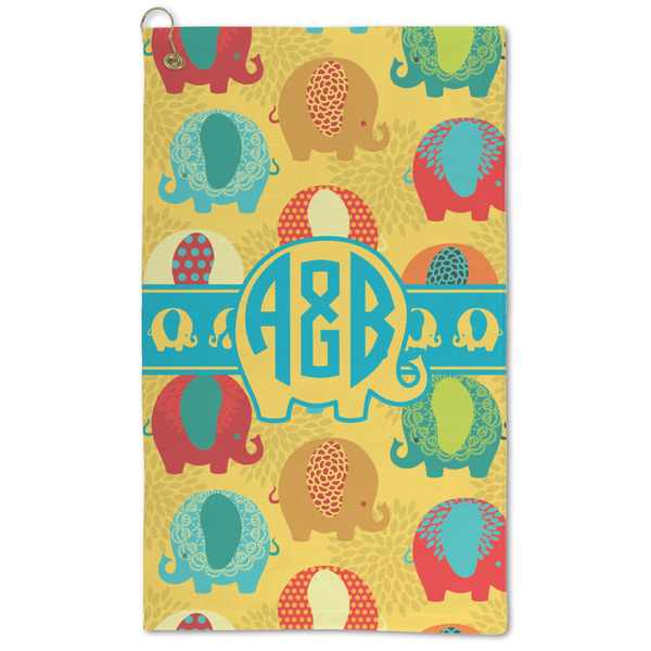 Custom Cute Elephants Microfiber Golf Towel - Large (Personalized)