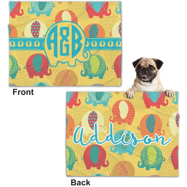 Cute Elephants Microfleece Dog Blanket - Regular - Front & Back