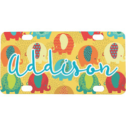 Cute Elephants Mini / Bicycle License Plate (4 Holes) (Personalized)