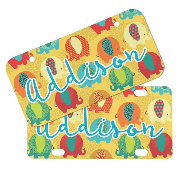 Cute Elephants Mini License Plates - MAIN (4 and 2 Holes)