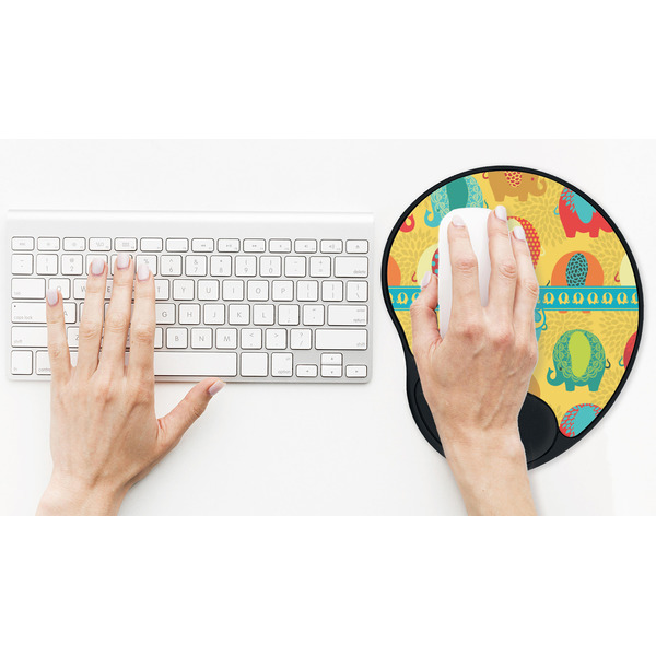 Cute Elephants Mouse Pad with Wrist Rest - LIFESYTLE 2 (in use)