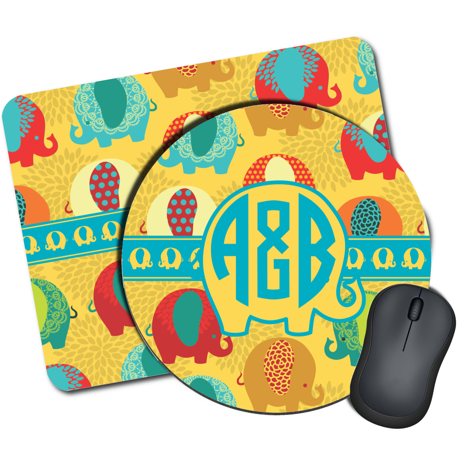Custom Cute Elephants Mouse Pad (Personalized) YouCustomizeIt