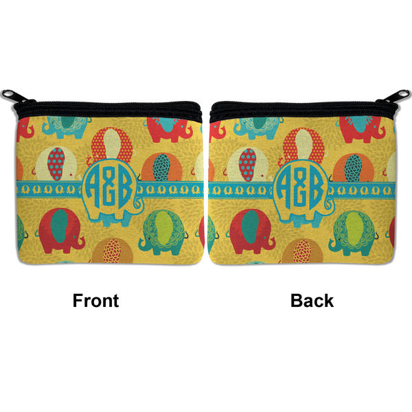 Cute Elephants Neoprene Coin Purse - Front & Back (APPROVAL)