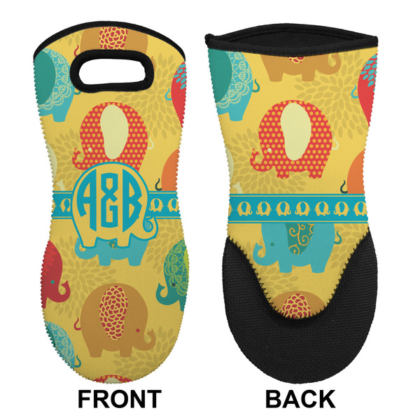 Cute Elephants Neoprene Oven Mitt (Front & Back)