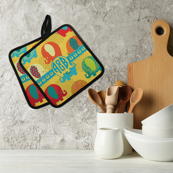 Cute Elephants Neoprene Pot Holder - Set of 2  LIFESTYLE