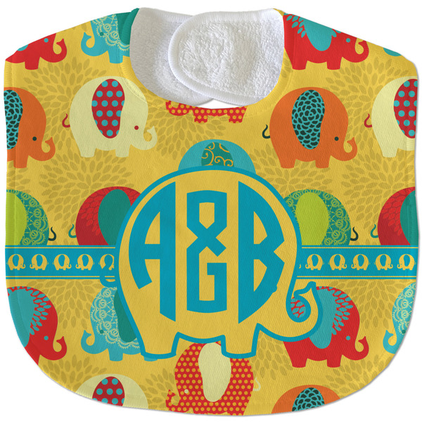 Cute Elephants New Baby Bib - Closed and Folded