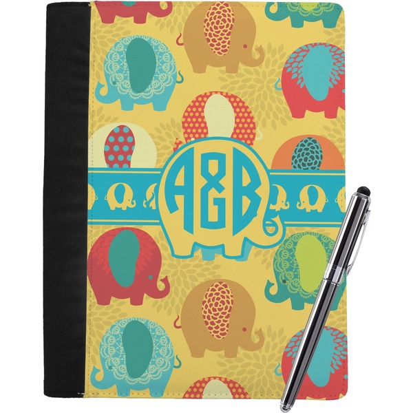Custom Cute Elephants Notebook Padfolio - Large w/ Couple's Names
