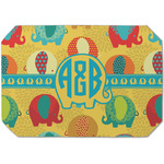 Cute Elephants Dining Table Mat - Octagon (Single-Sided) w/ Couple's Names