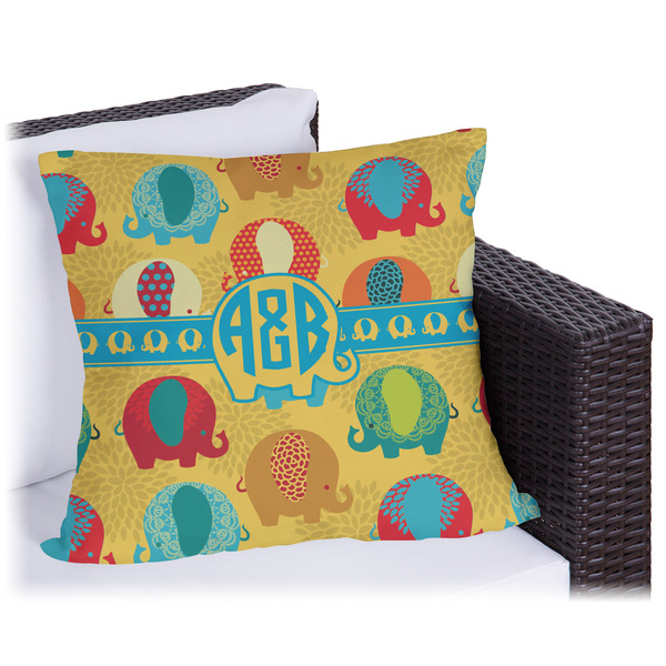 Custom Cute Elephants Outdoor Pillow (Personalized)