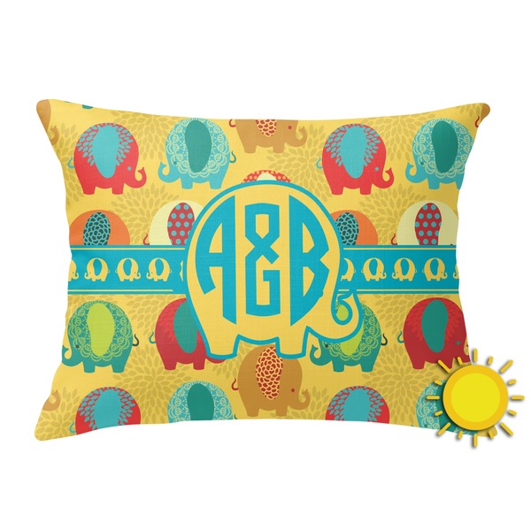 Custom Cute Elephants Outdoor Throw Pillow (Rectangular) (Personalized)