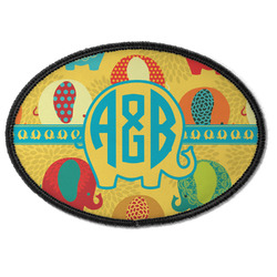 Cute Elephants Iron On Oval Patch w/ Couple's Names