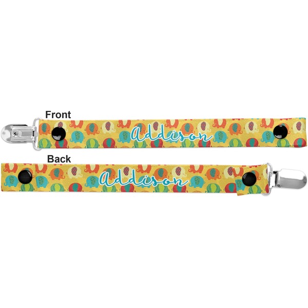 Cute Elephants Pacifier Clip - Front and Back