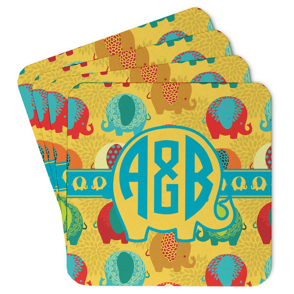 Custom Cute Elephants Paper Coasters (Personalized)