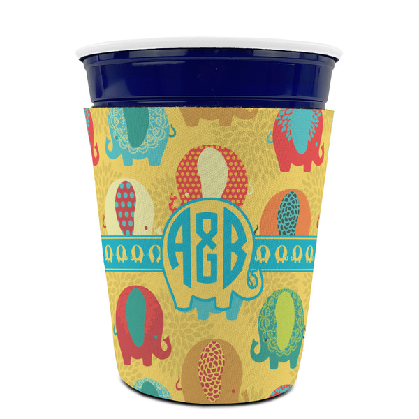 Cute Elephants Party Cup Sleeves - without bottom - FRONT (on cup)