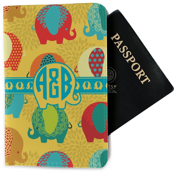 Custom Cute Elephants Passport Holder - Fabric (Personalized)