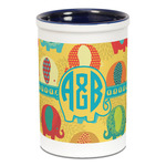 Cute Elephants Ceramic Pencil Holders - Blue