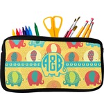 Cute Elephants Neoprene Pencil Case - Small w/ Couple's Names