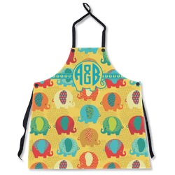 Cute Elephants Apron Without Pockets w/ Couple's Names