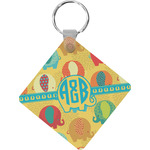 Cute Elephants Diamond Plastic Keychain w/ Couple's Names