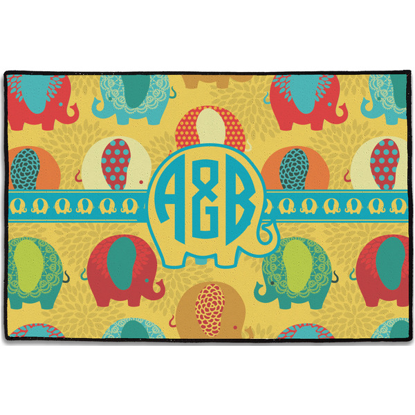 Cute Elephants Personalized Door Mat - 36x24 (APPROVAL)