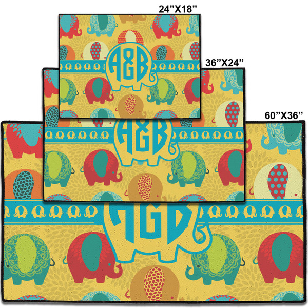 Cute Elephants Personalized Door Mat - Group Parent IMF