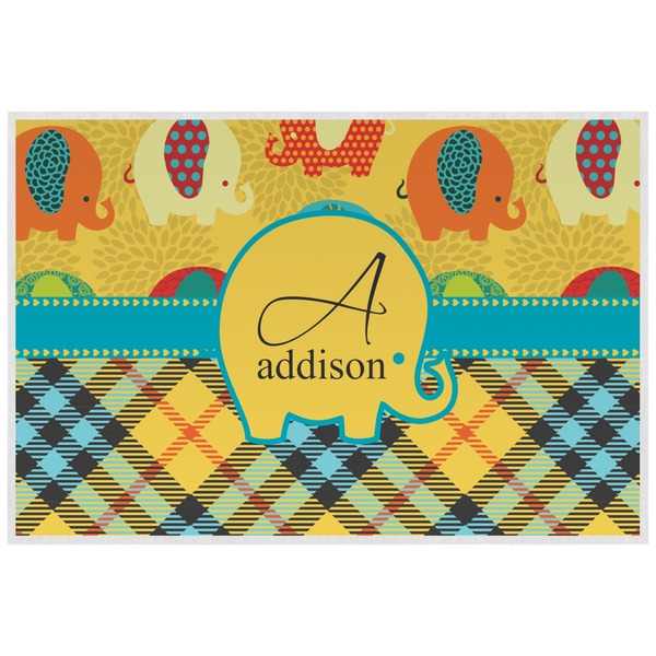 Cute Elephants Personalized Placemat (Back)