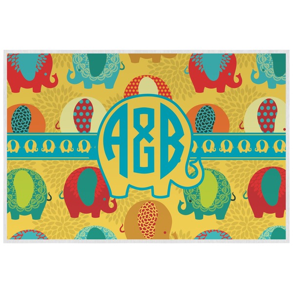 Custom Cute Elephants Laminated Placemat w/ Couple's Names