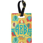 Cute Elephants Plastic Luggage Tag - Rectangular w/ Couple's Names