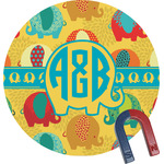 Cute Elephants Round Fridge Magnet (Personalized)