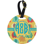 Cute Elephants Plastic Luggage Tag - Round (Personalized)