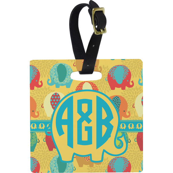 Cute Elephants Personalized Square Luggage Tag