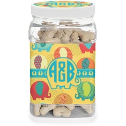 Cute Elephants Dog Treat Jar (Personalized)