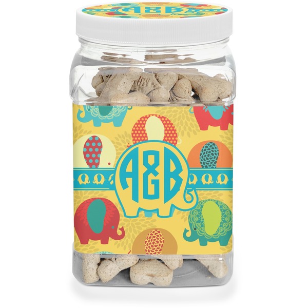 Custom Cute Elephants Dog Treat Jar (Personalized)
