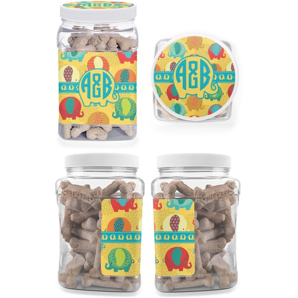 Cute Elephants Pet Treat Jar - Multiple Angles