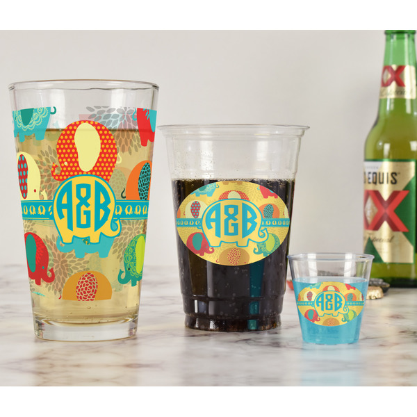 Cute Elephants Pint Glass - Full Fill w Transparency - In Context