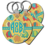 Cute Elephants Plastic Keychain (Personalized)