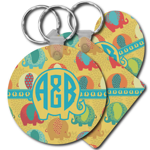 Custom Cute Elephants Plastic Keychain (Personalized)