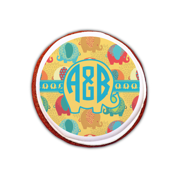 Cute Elephants Printed Icing Circle - XSmall - On Cookie