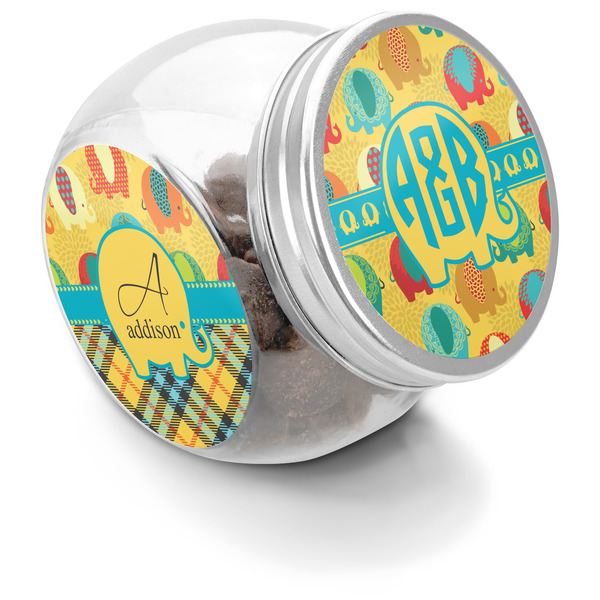 Custom Cute Elephants Puppy Treat Jar (Personalized)