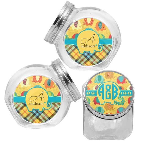 Cute Elephants Puppy Treat Jar - Top Left Right