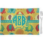 Cute Elephants Rectangular Glass Appetizer / Dessert Plate - Single or Set (Personalized)