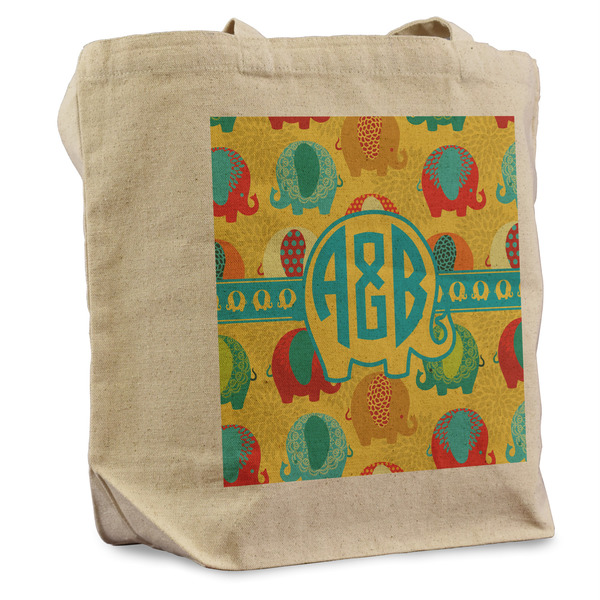 Custom Cute Elephants Reusable Cotton Grocery Bag (Personalized)