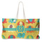 Cute Elephants Large Rope Tote Bag - Front View