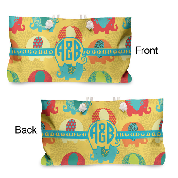 Cute Elephants Large Rope Tote - From & Back View